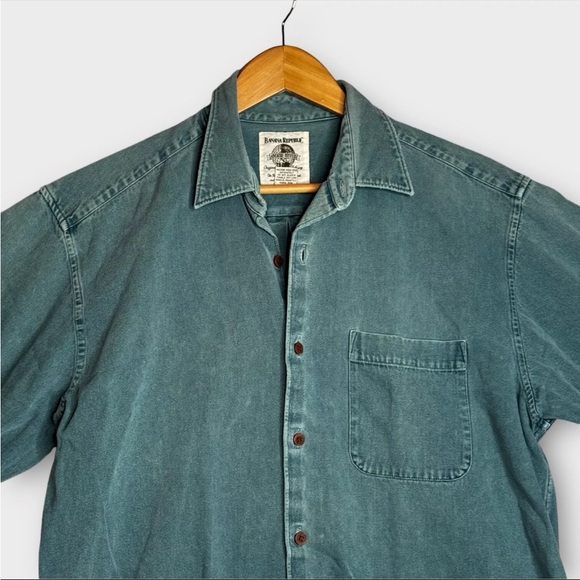 Vintage Banana Republic Shirt Mens Medium Green Adventure Outfitter Miss Buttons - Picture 4 of 13